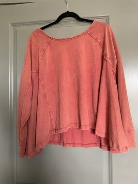 We The Free Washed Coral Boxy Long-Sleeve Sweatshirt